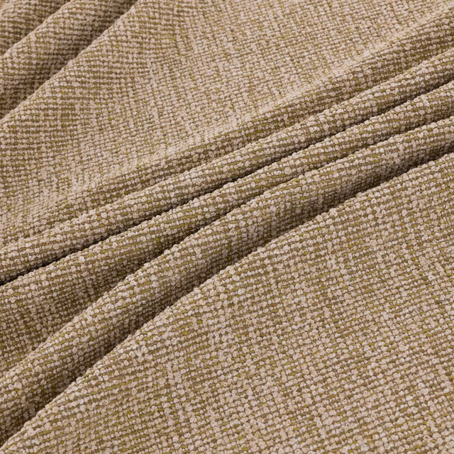 Muted olive-taupe nubby weave with pale flecks and folded textured ridges