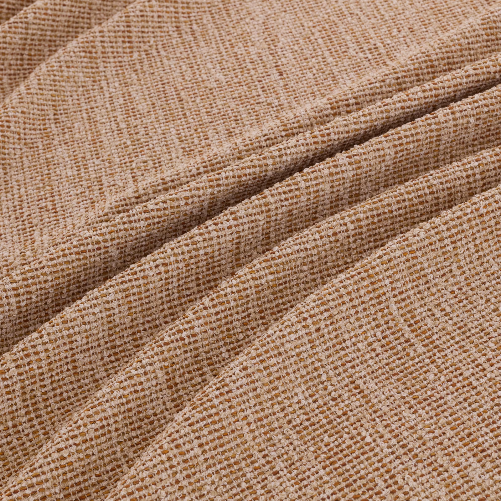 Warm sienna-beige fabric with an open grid weave and softly nubby texture