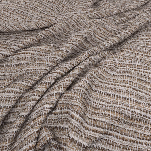 Warm taupe Cookiedough textile with raised wavy bands and open-grid weave