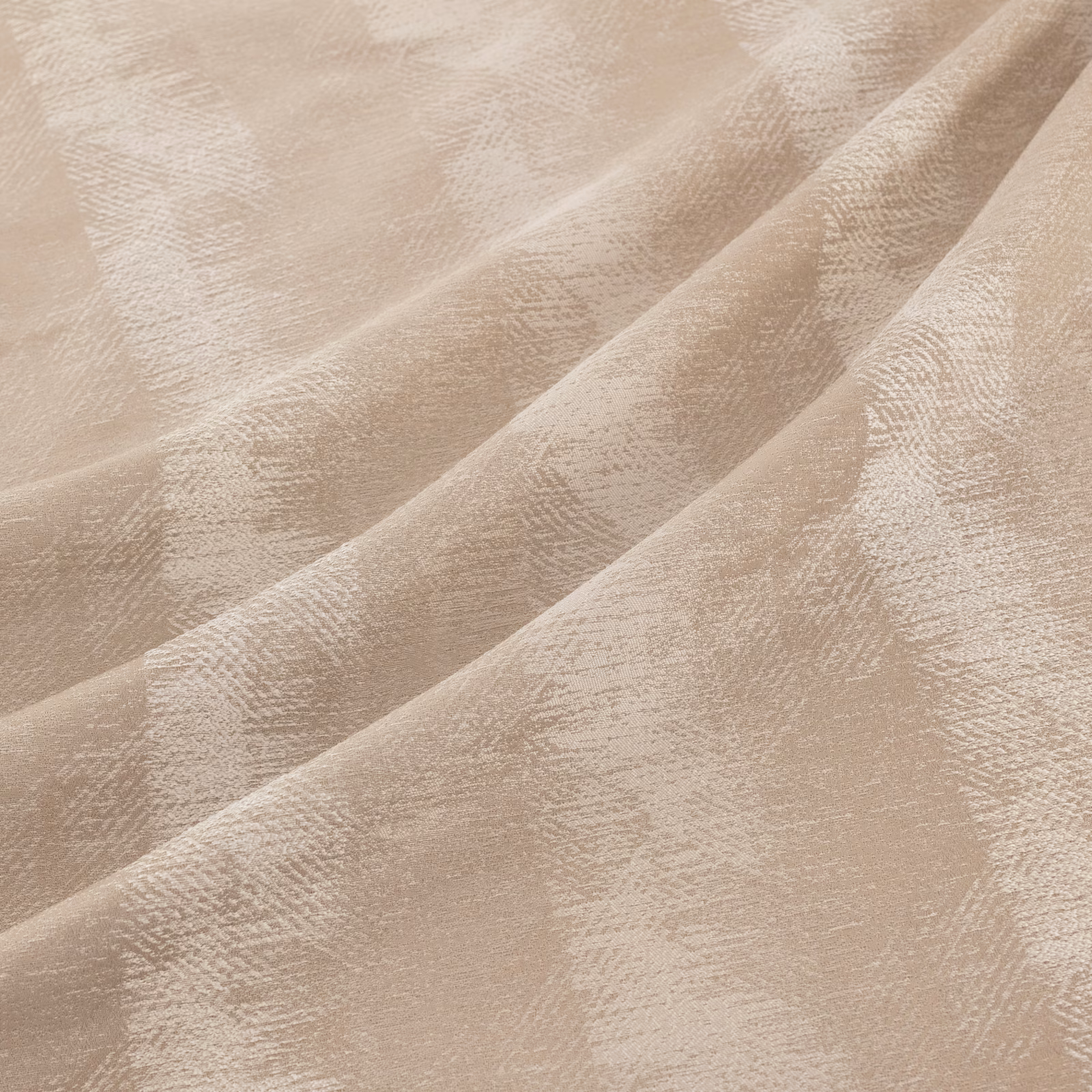 Warm ecru fabric with softly mottled woven texture and gentle sheen