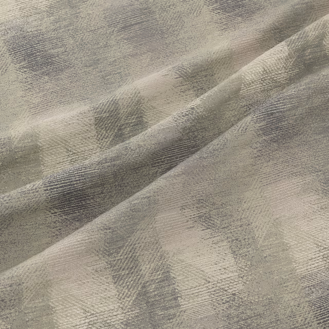 Smoky grey taupe woven fabric with layered charcoal brushstroke shading and soft folds
