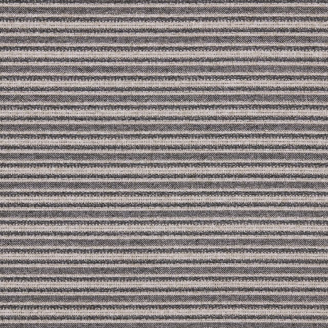 Close-up of graphite grey and pale grey horizontal striped woven upholstery fabric