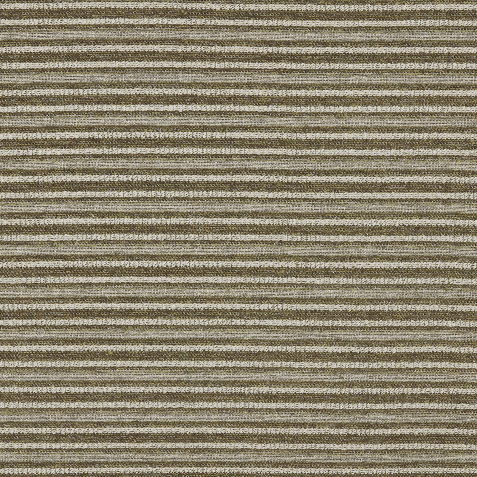 Close-up of muted moss and beige horizontal striped woven fabric