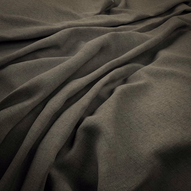 Deep ash-grey woven textile with fine grain and softly pooled folds