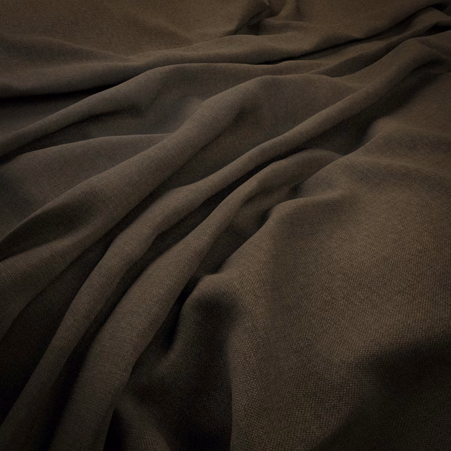 Deep bark-brown fine weave gathered into softly shadowed flowing folds
