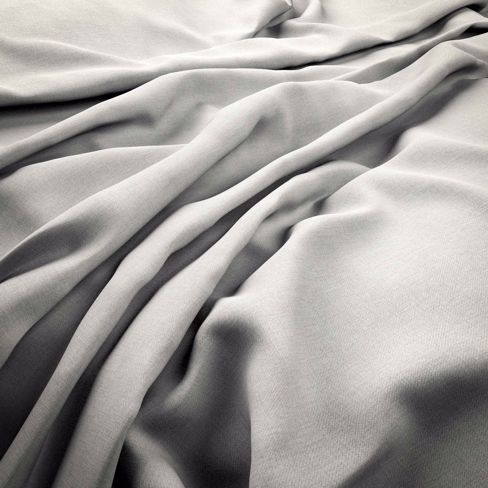 Pale chalk-grey textile with a fine weave gathered into soft, shadowed folds