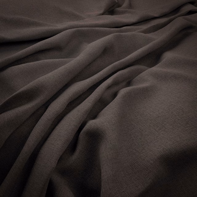 Deep charcoal-taupe fabric with a fine weave gathered into soft fluid folds