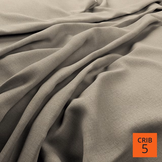 Soft greige-taupe plain-weave fabric draped in broad, shadowed folds