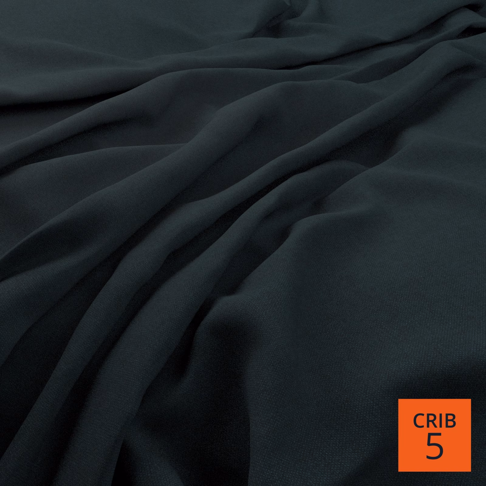 Near-black blue-green plain fabric falling in soft, fluid folds