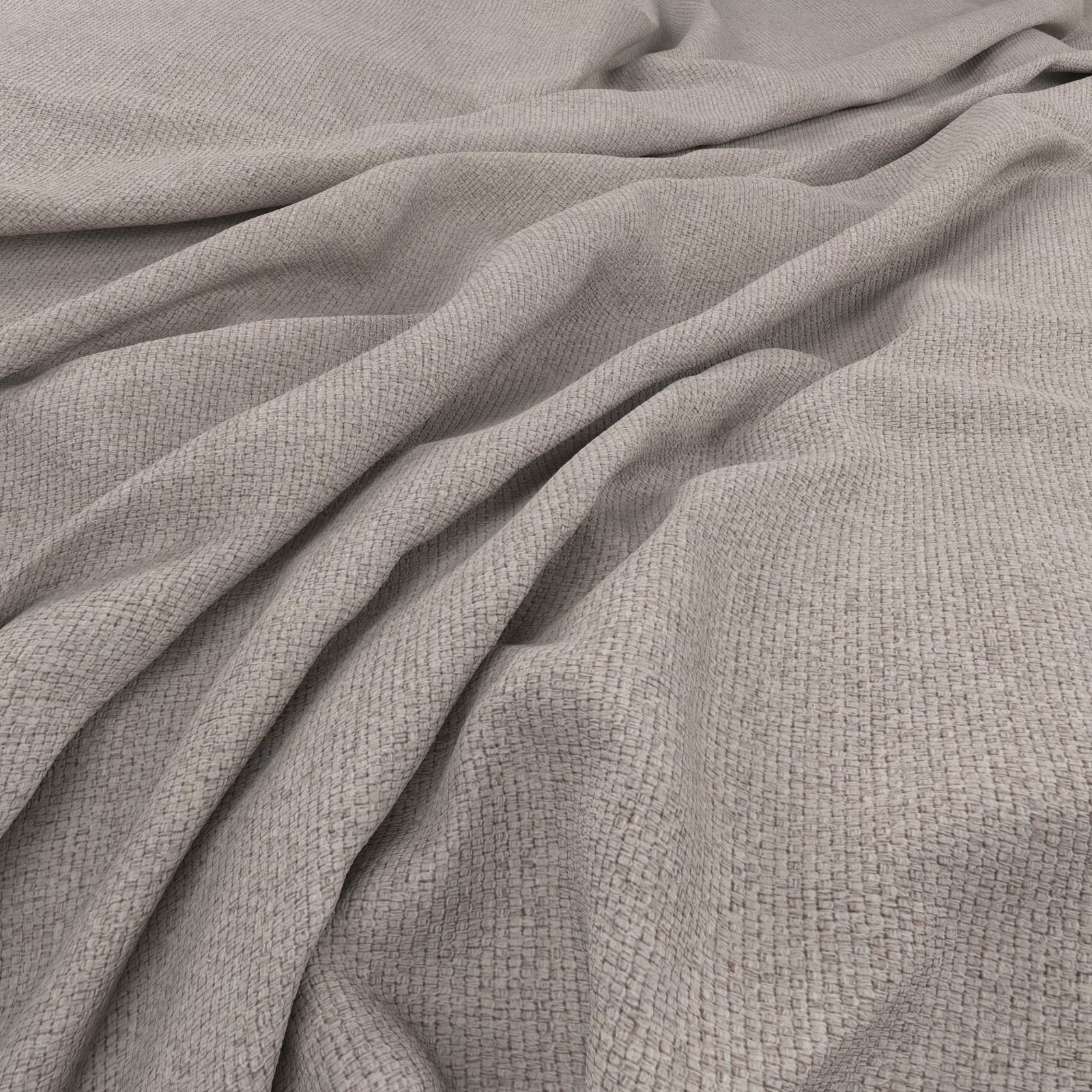 Soft silver-grey woven fabric with fine basket texture, draped in loose folds