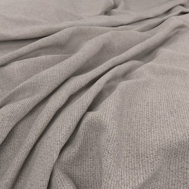 Soft silver-grey woven fabric with fine basket texture, draped in loose folds