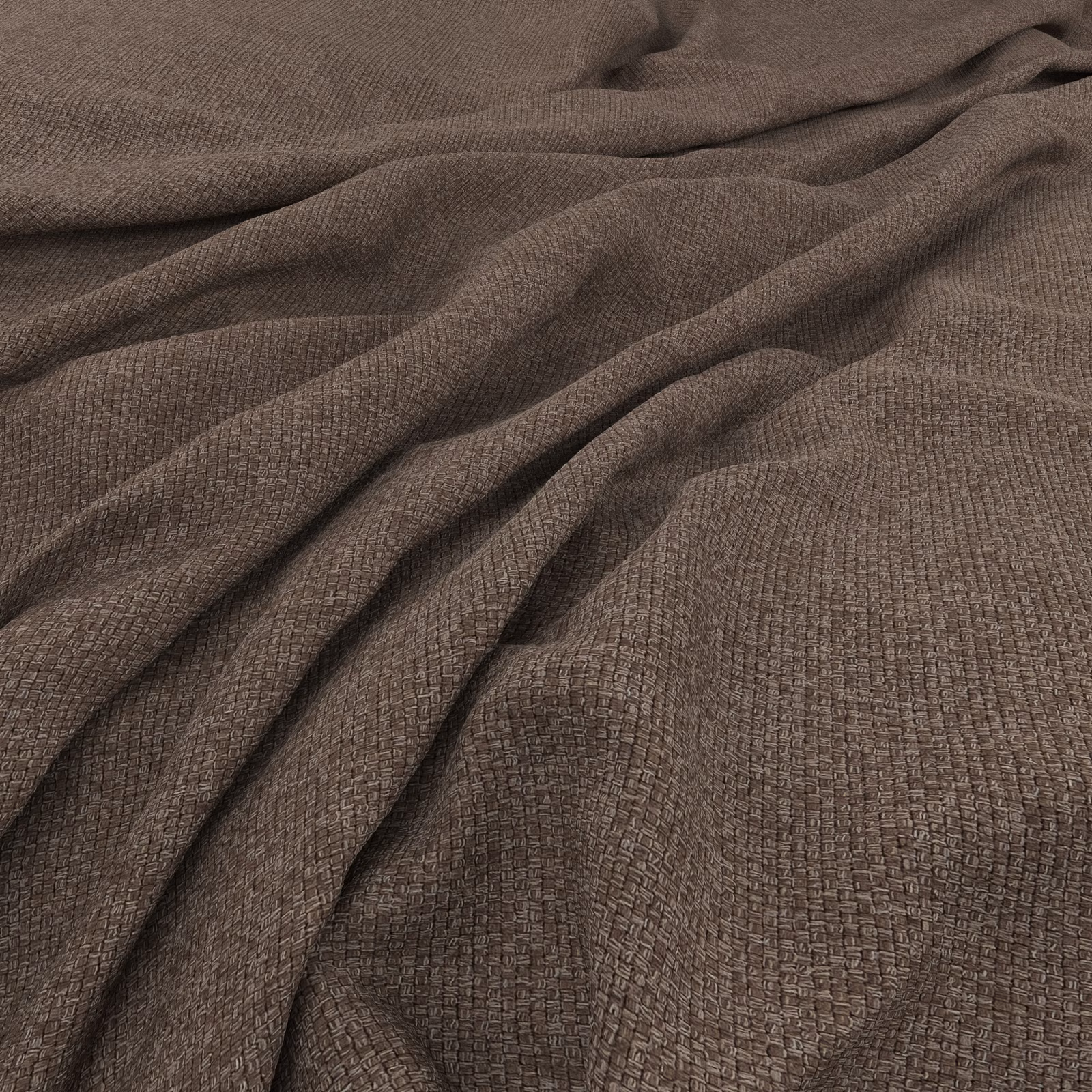 Warm brown taupe Saga fabric with a fine tactile woven grid and soft folds