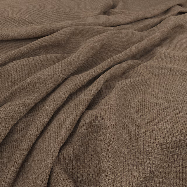 Taupe-brown Saga Caribou fabric showing a fine, tightly textured weave in soft folds