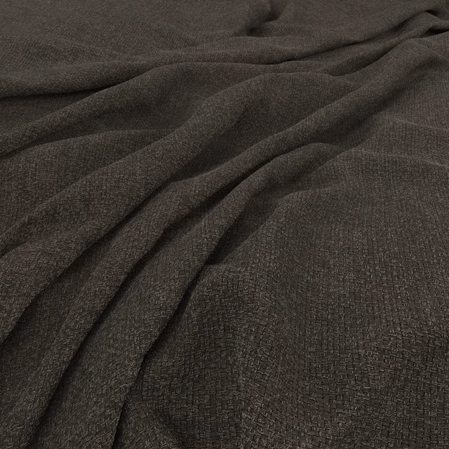 Close-up of dark charcoal-brown woven cloth with a softly nubby surface