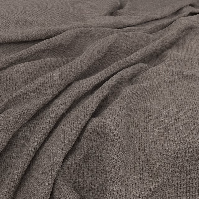 Deep taupe-grey woven textile with fine texture draped in soft folds