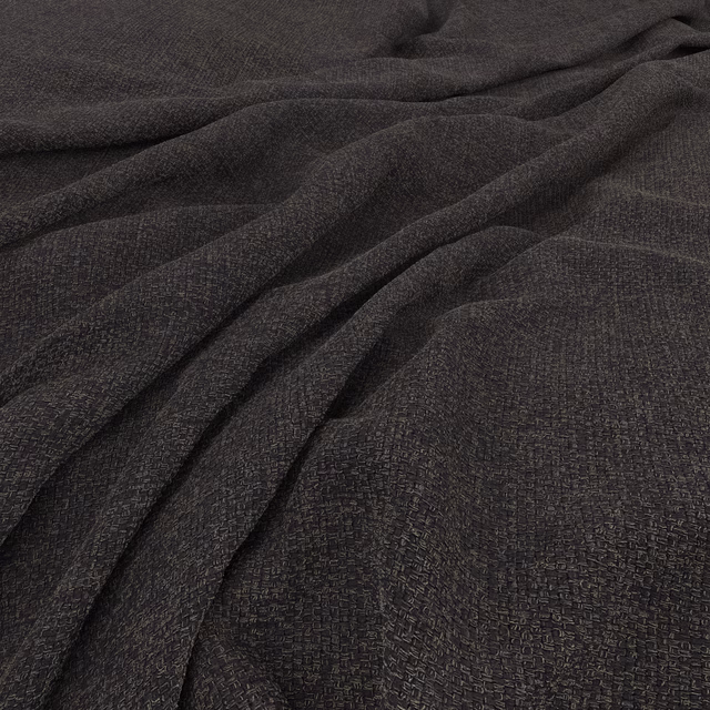 Deep charcoal-black woven surface with fine crosshatch texture falling into soft folds