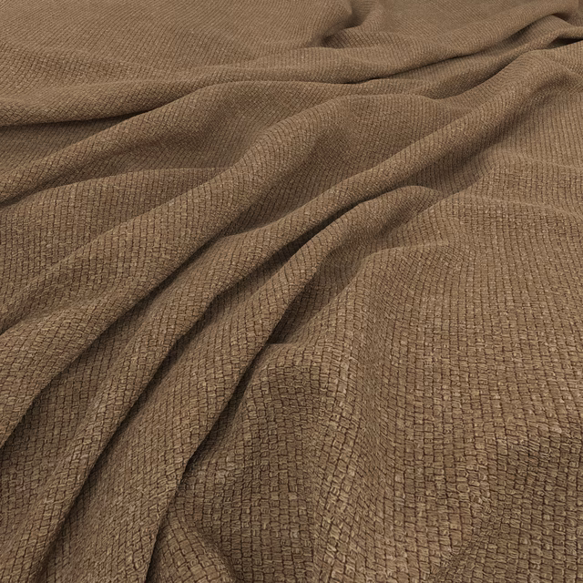 Warm pecan-brown woven swatch showing a fine irregular grid and soft folded shadows