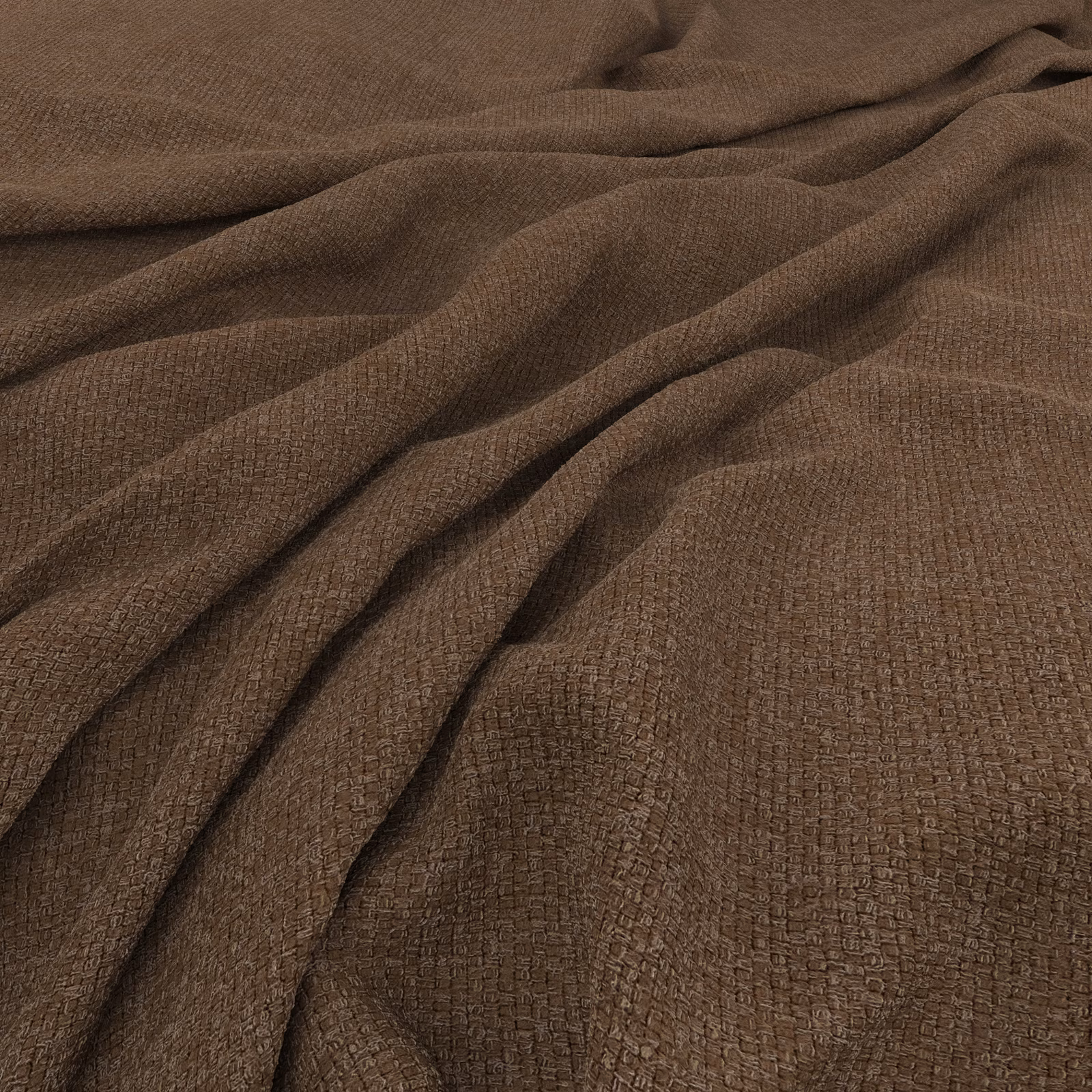 Warm sorrel-brown upholstery weave with fine pebbled texture and soft folds