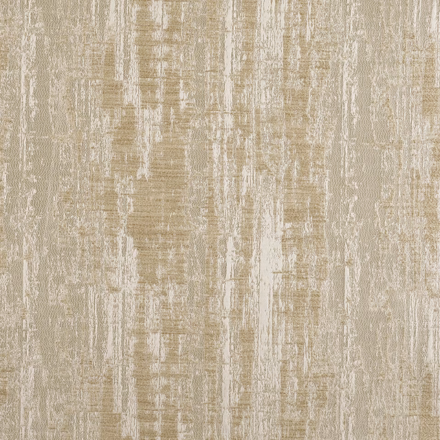 Warm sandstone fabric with distressed ivory vertical striations and tactile woven texture