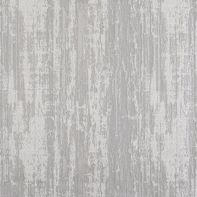 Cool silver-grey fabric with distressed vertical striations and softly varied woven texture