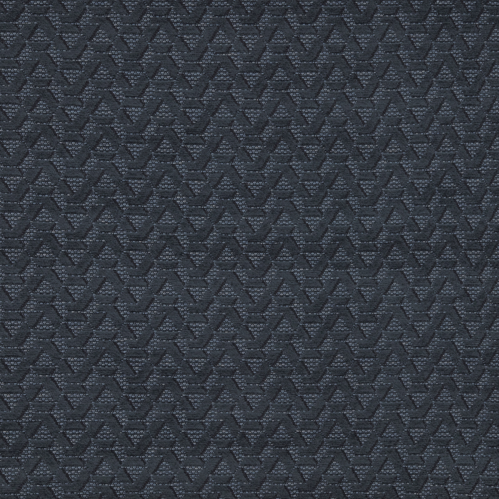 Dark navy geometric woven fabric with a subtle raised pattern