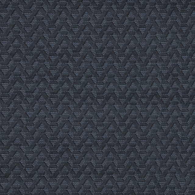 Dark navy geometric woven fabric with a subtle raised pattern