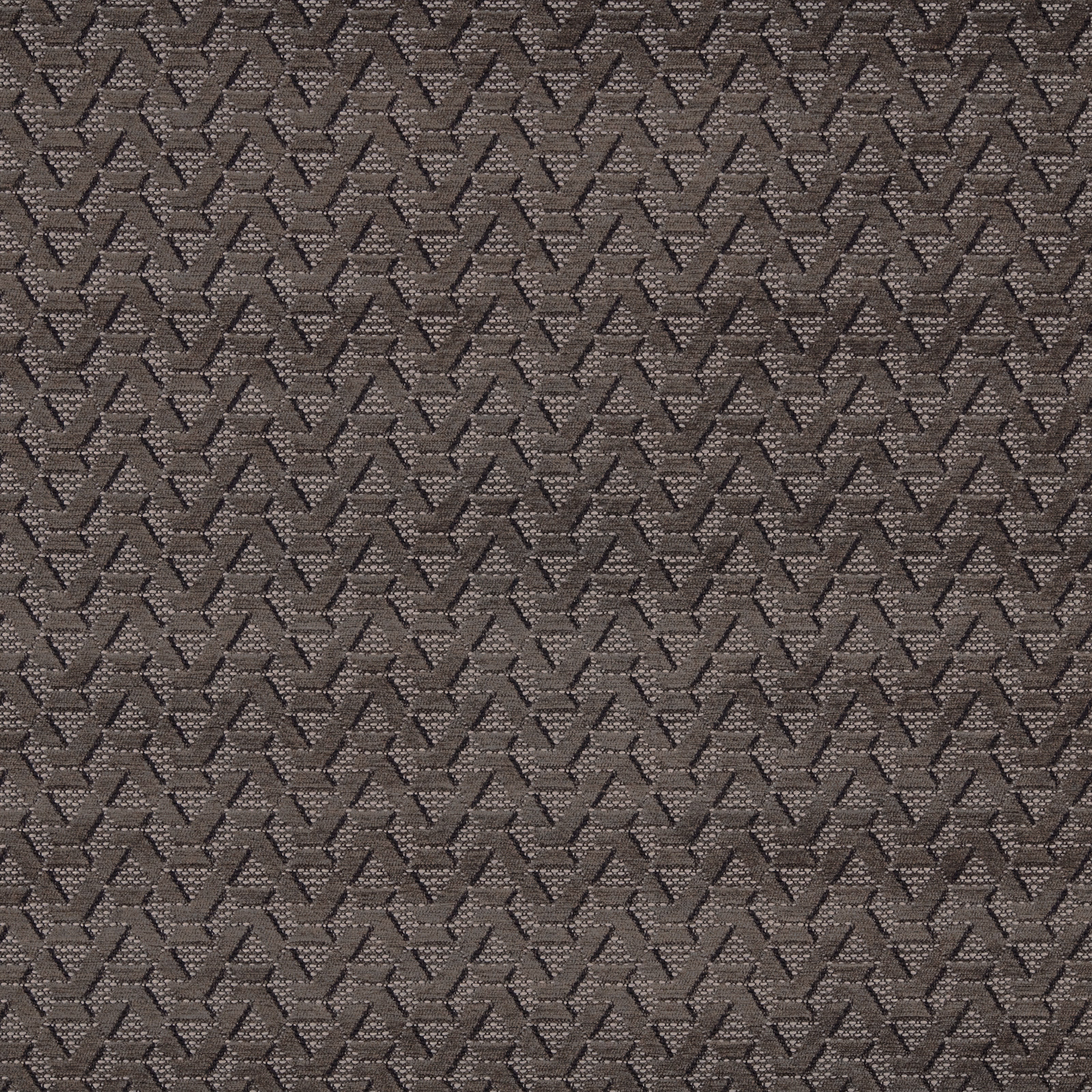 Close-up of Saigon Sable woven fabric in warm taupe zigzag geometric pattern