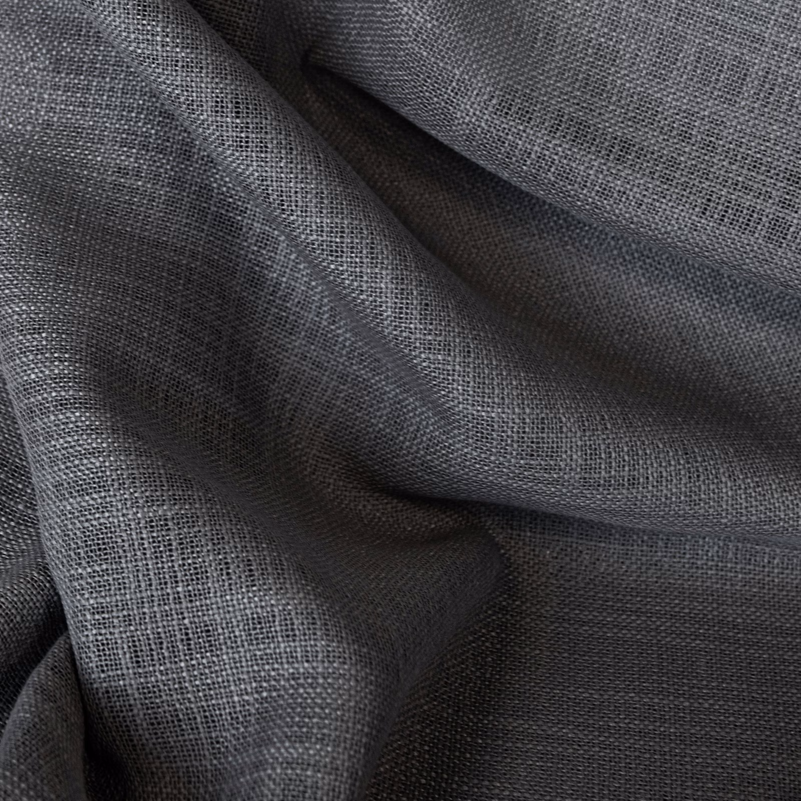 Charcoal-grey Santorini fabric with a fine, softly rippled woven texture