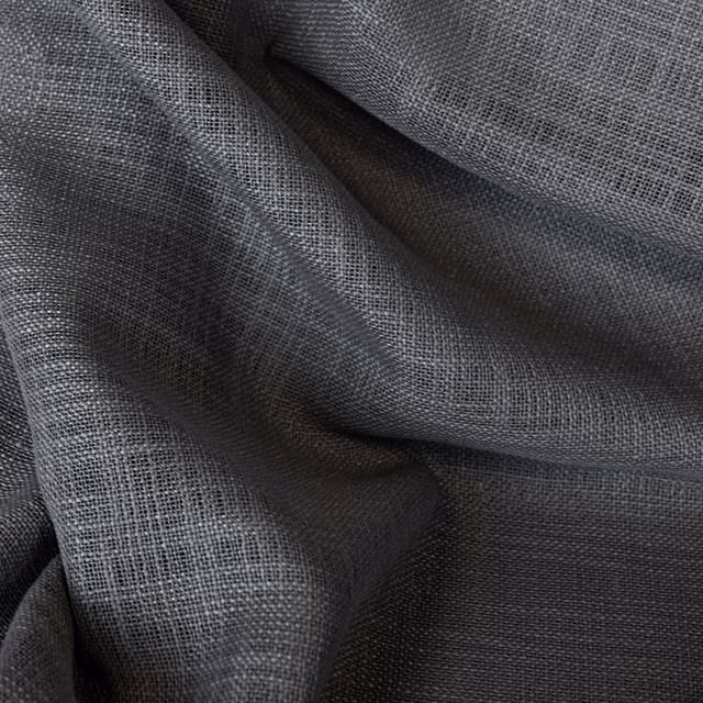 Charcoal-grey Santorini fabric with a fine, softly rippled woven texture