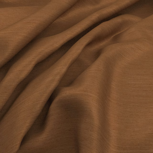 Warm copper-brown cloth with fine horizontal slub texture in fluid folds