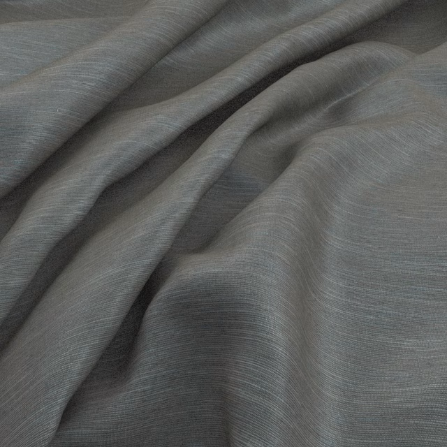 Muted cornflower blue-grey fabric with fine horizontal texture falling in soft fluid folds