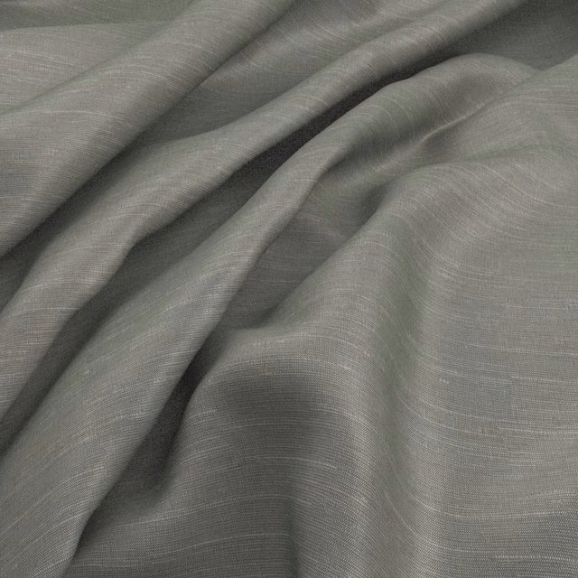 Muted grey duckegg fabric with fine horizontal weave gathered into fluid folds