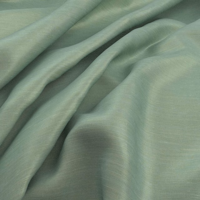 Cool mint-green woven fabric with fine horizontal texture draped in soft folds