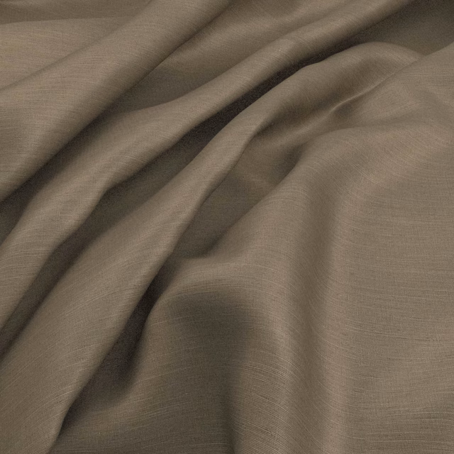 Pewter taupe woven fabric with fine horizontal texture draped in soft folds