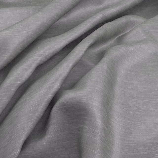 Cool silver-grey fabric with fine horizontal weave gathered into soft flowing folds