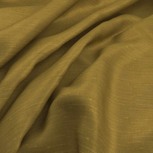 Muted olive-green textile with fine horizontal slubs and softly lustrous folds