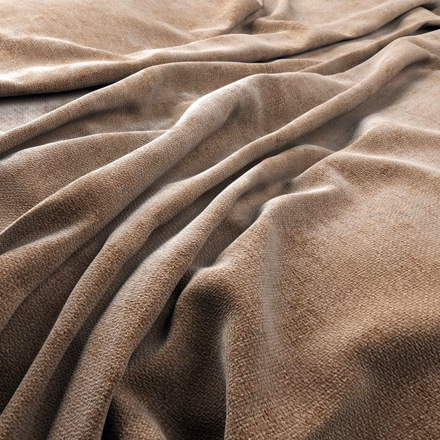 Draped Schino Blush fabric showing a fine rosy taupe texture and deep soft folds