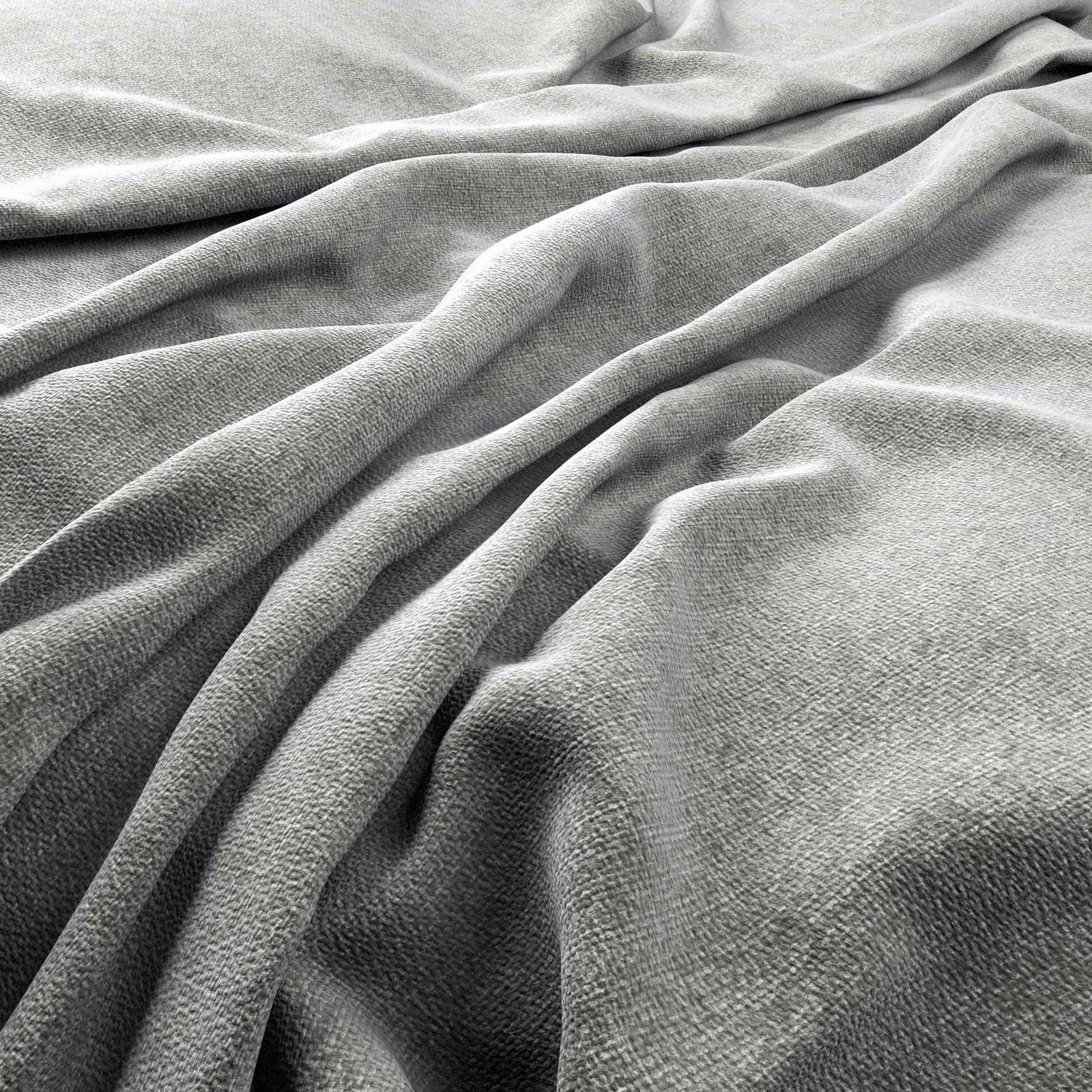Cool silver-grey fabric with a fine pebbled surface folding into soft drapes