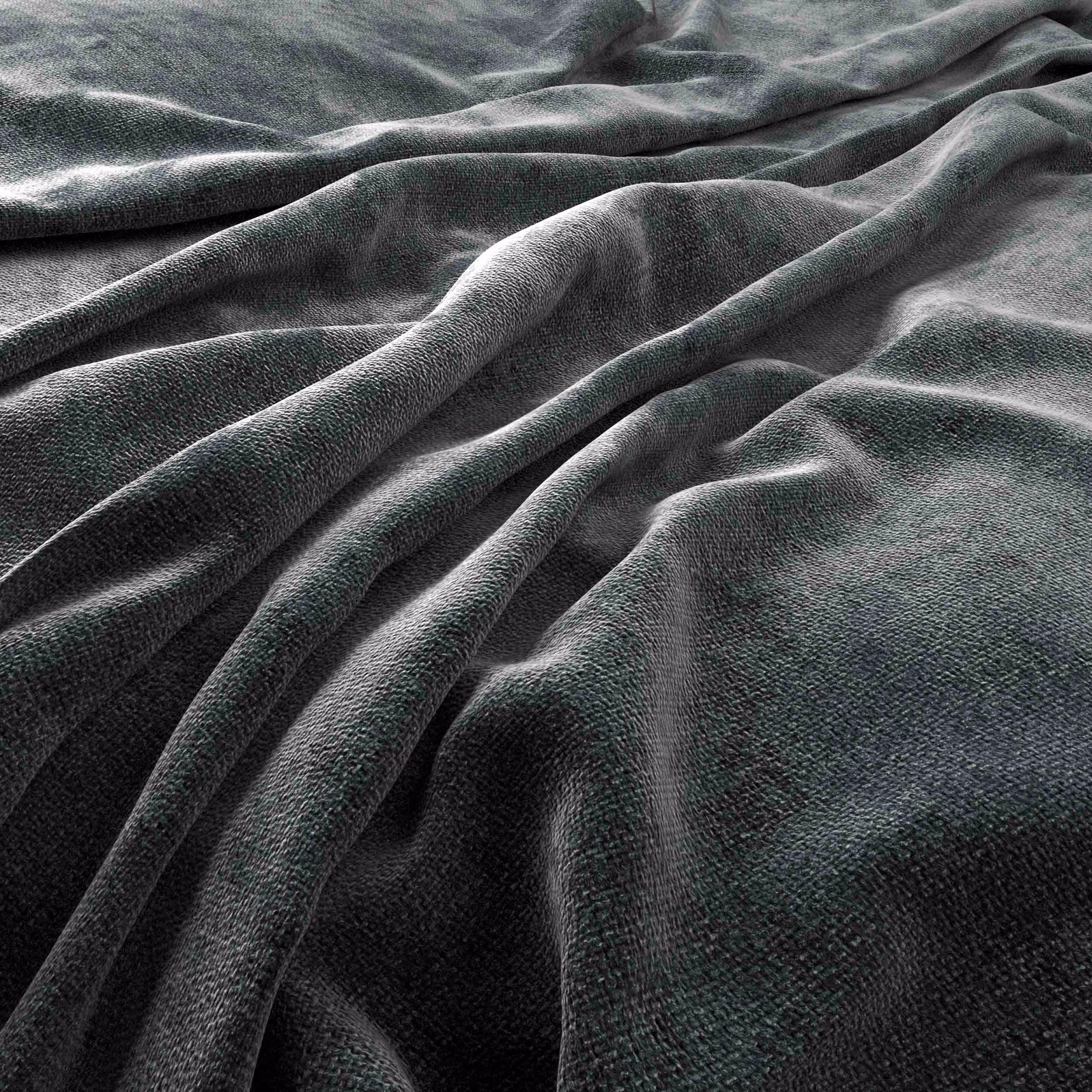 Deep midnight blue-grey textile with a fine velvety nap draped in soft folds