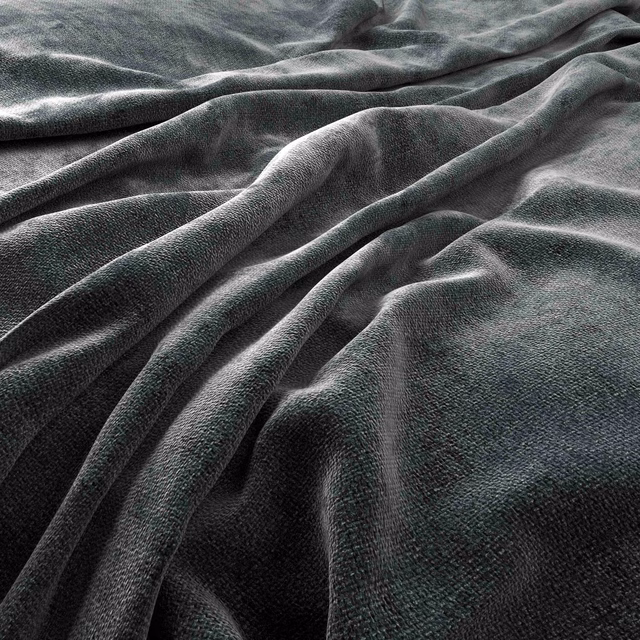 Deep midnight blue-grey textile with a fine velvety nap draped in soft folds