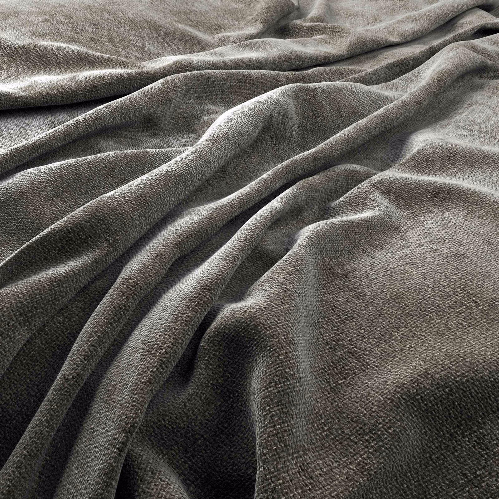 Deep seal-grey fabric with fine nap and softly light-catching folds
