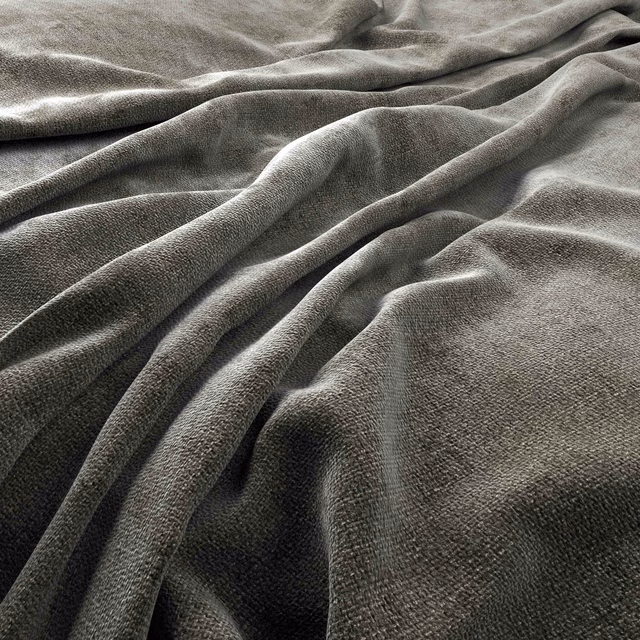 Deep seal-grey fabric with fine nap and softly light-catching folds