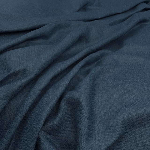 Deep admiral blue woven fabric showing fine texture and softly gathered folds