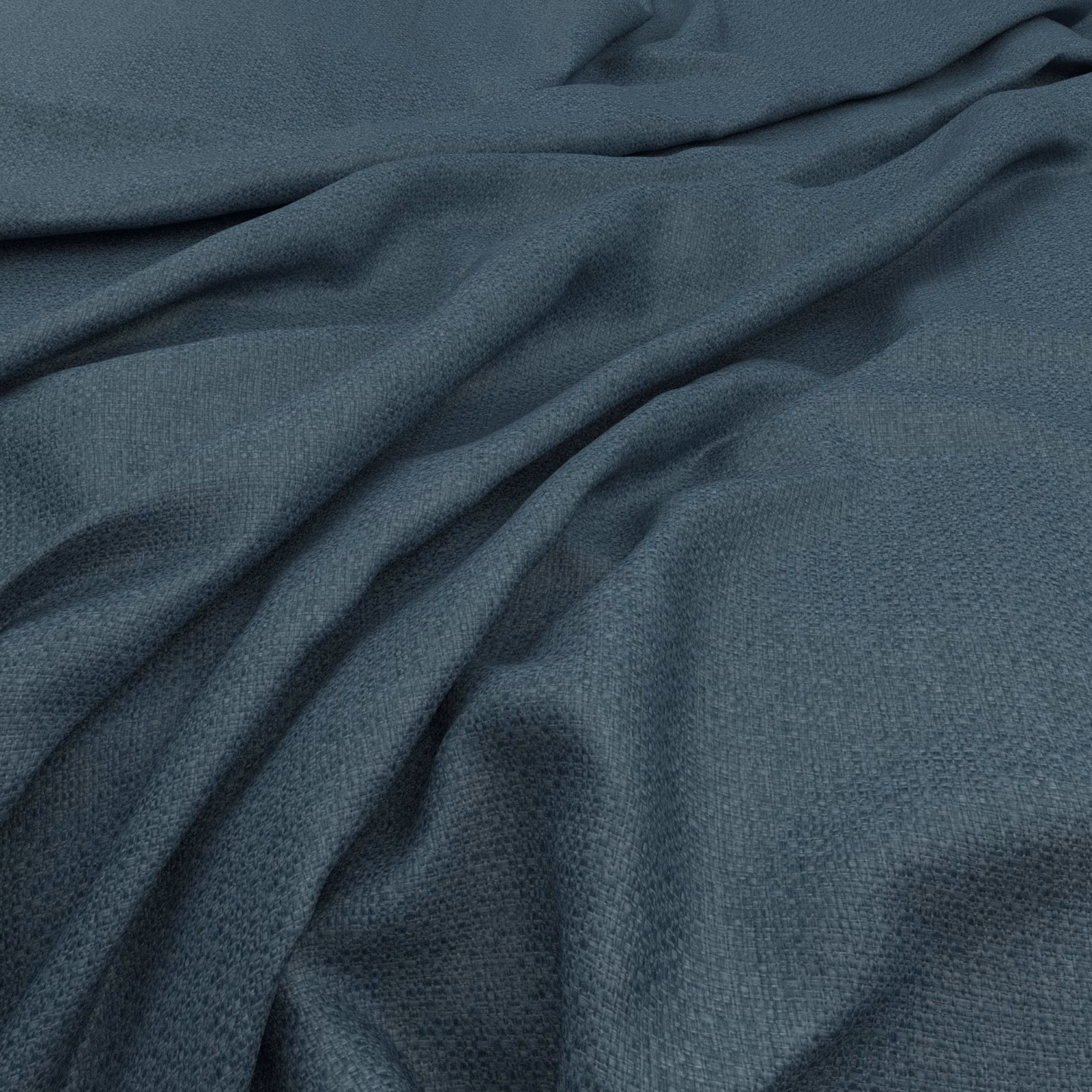 Deep Airforce blue-grey woven fabric with fine texture gathered into soft folds