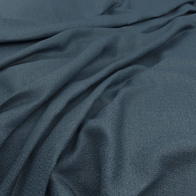 Deep Airforce blue-grey woven fabric with fine texture gathered into soft folds