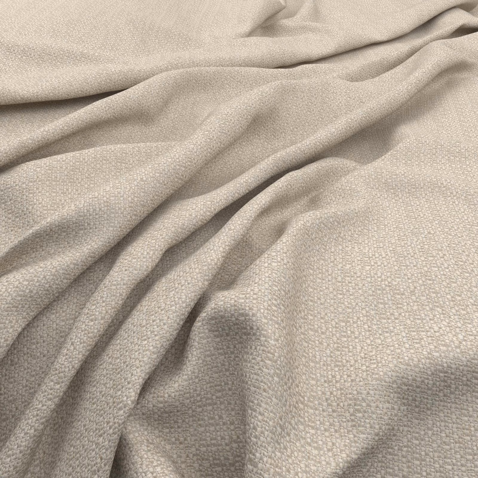 Close-up of pale greige Scribble Marble fabric showing fine pebbled woven texture and soft folds
