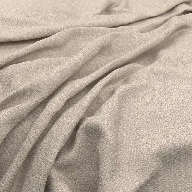 Close-up of pale greige Scribble Marble fabric showing fine pebbled woven texture and soft folds