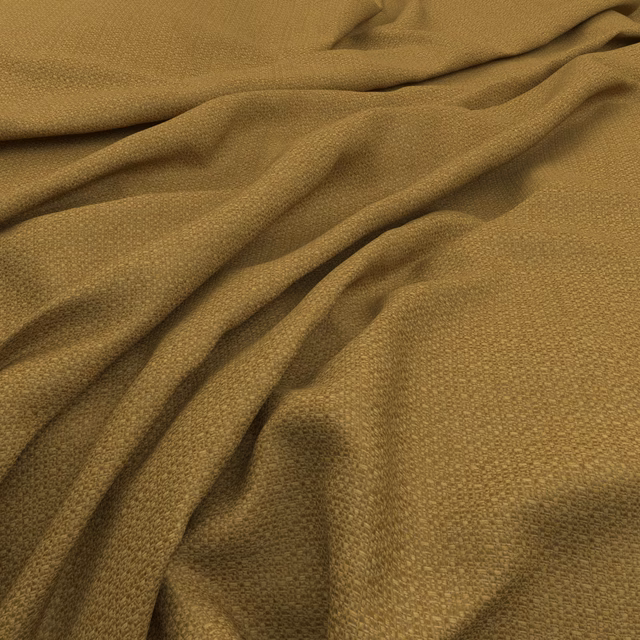 Warm marigold-gold woven textile with fine pebbled texture and softly gathered folds