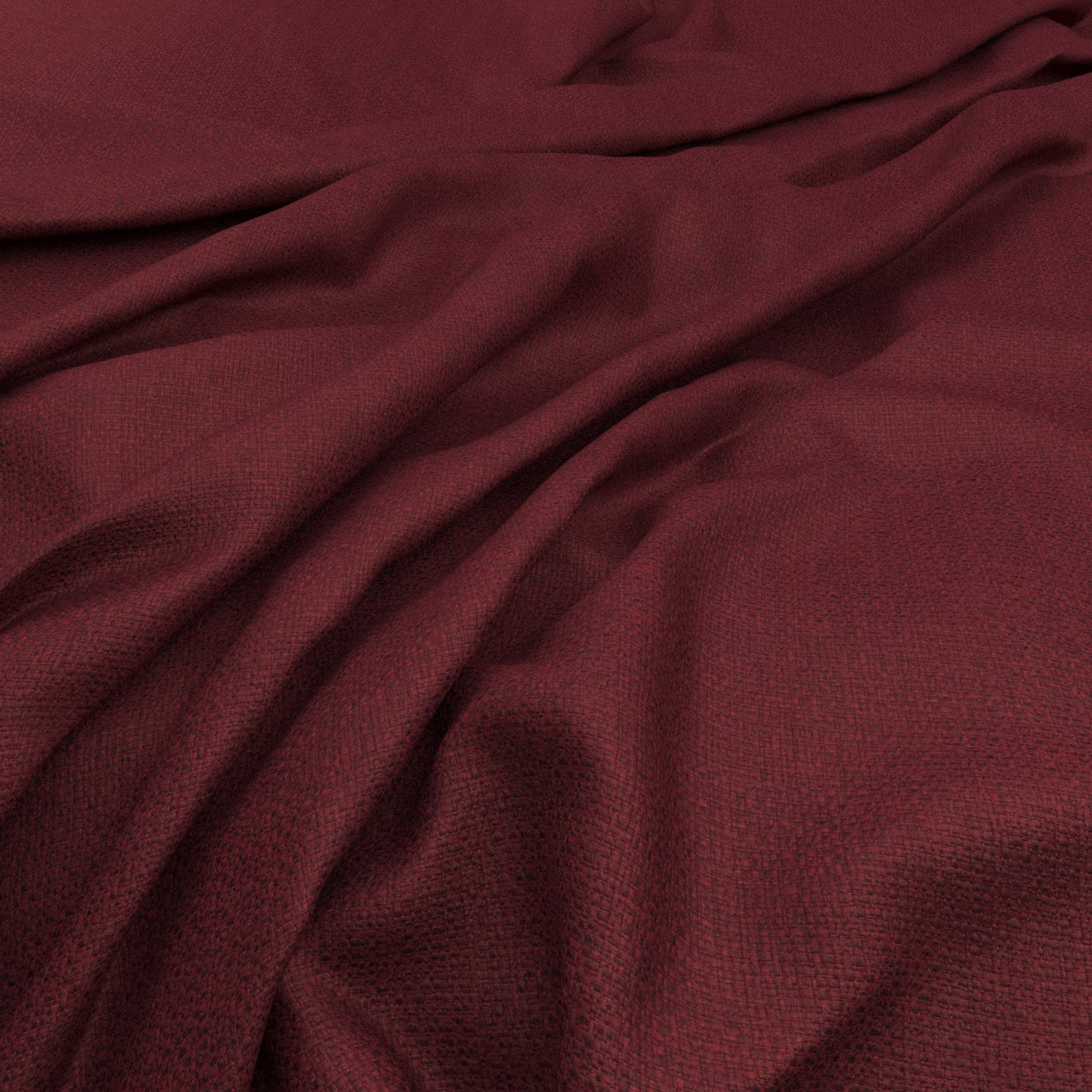 Deep merlot fabric with fine woven grain and fluid, shadowed folds