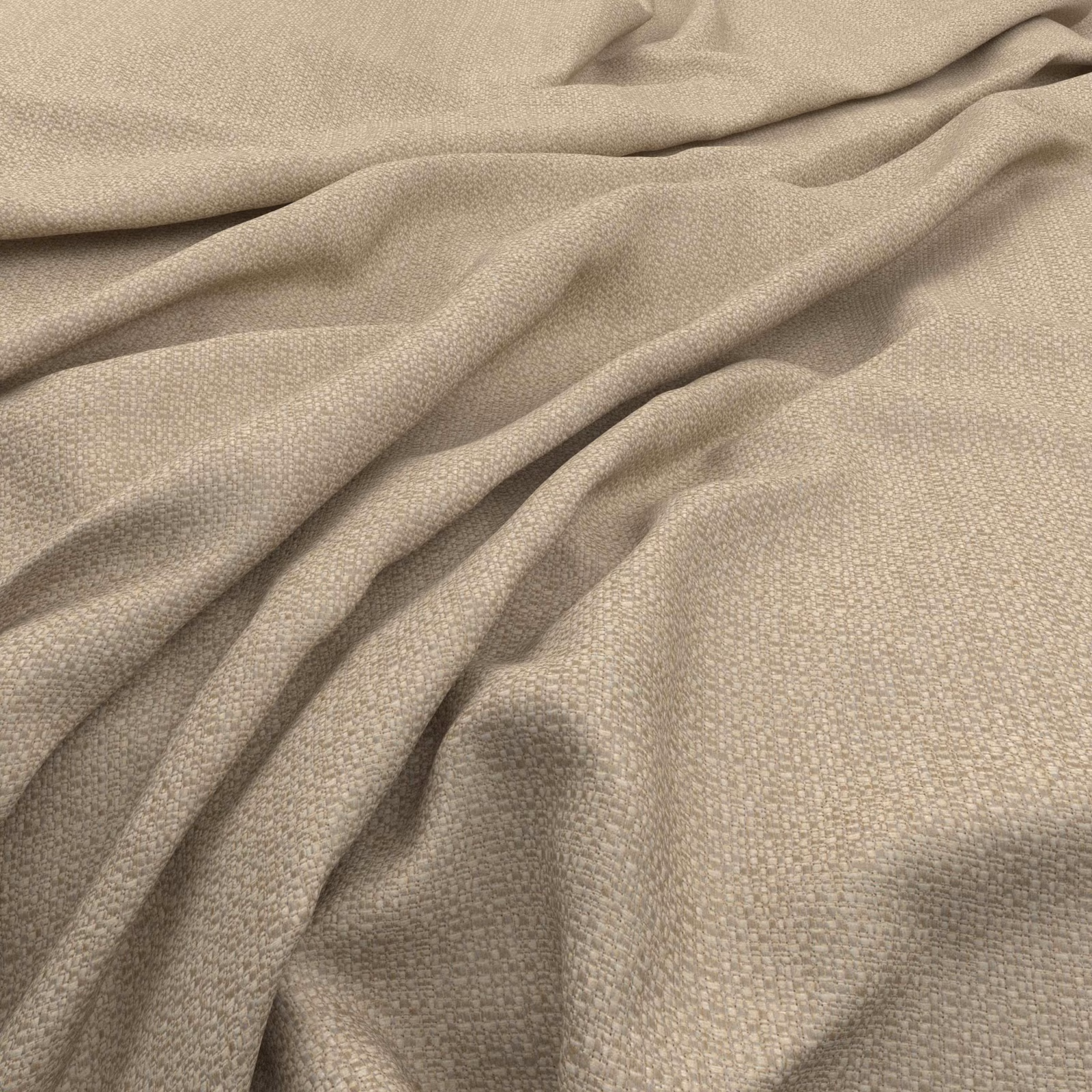 Warm natural-beige Scribble textile with a fine pebbled weave gathered into soft folds.